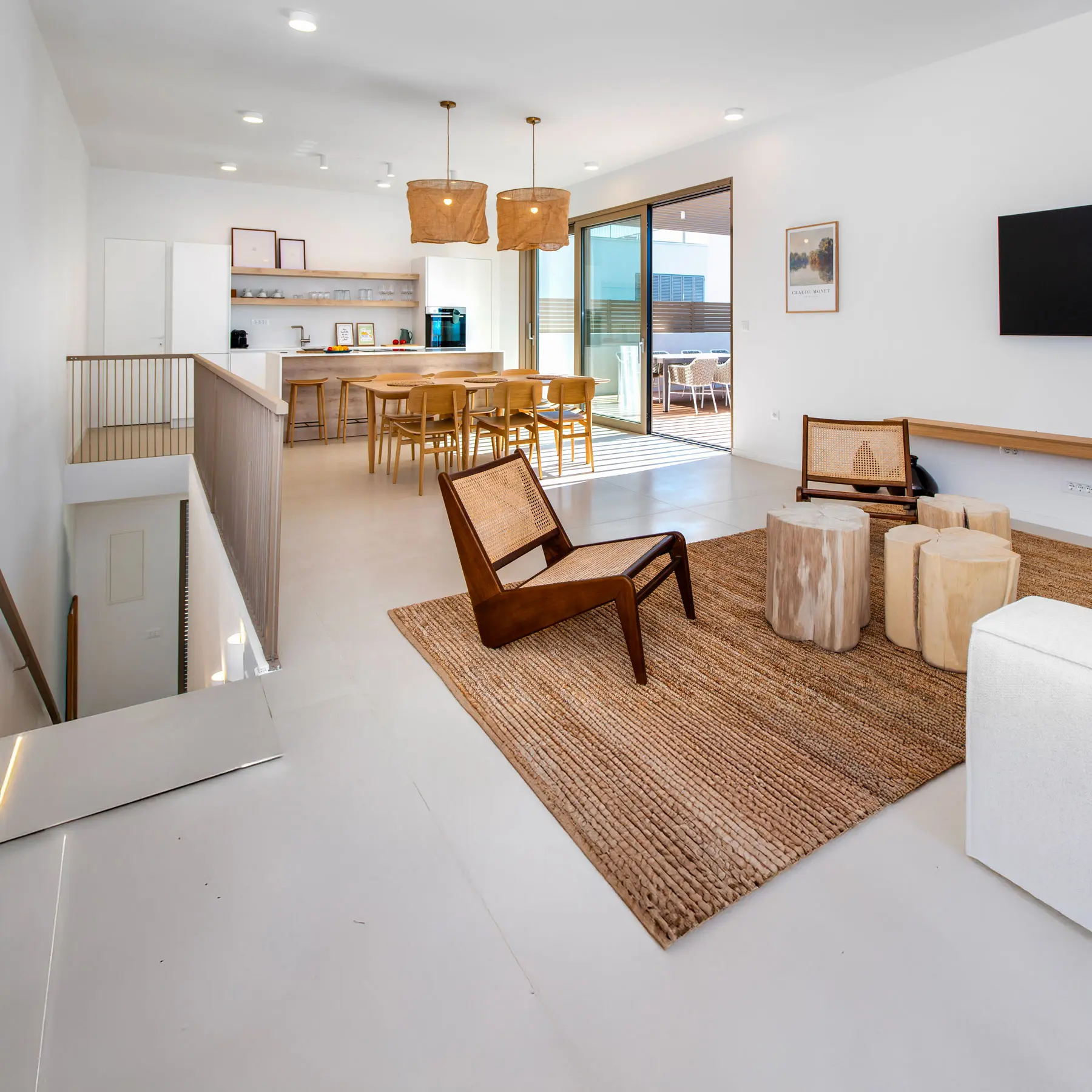 Interior of a modern two-story villa